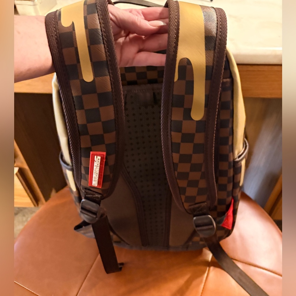 Sprayground Gold Checkered Backpack - Picture 3 of 8